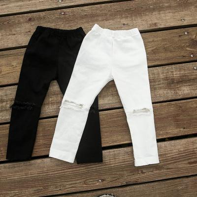 China Anti-Wrinkle Spring Baby Kids Jeans Boys Solid Color Girls Ripped Wide Leg Pants Kids Autumn Casual Fashion Trousers Pencil Pants for sale