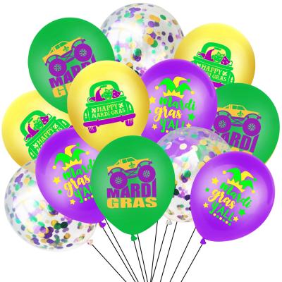 China Party Decoration Balloon Mardi Gras Latex Balloon Purple Green Gold Party Supplies New Orleans Carnival Mardi Gras Decoration Balloon for sale