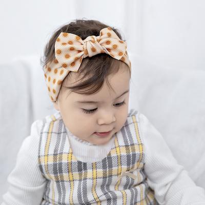 China Vintage Children Dot Printing Baby Girls Headband Hair Accessories New Flower Elastic Bow Princess Toddler Hair Accessories Headbands Retro for sale