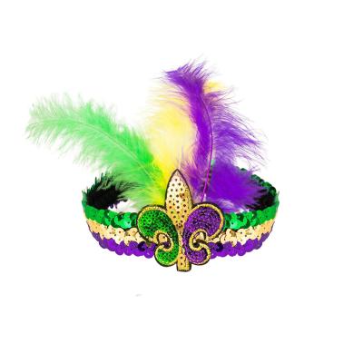 China Fashion Mardi Gras Purple Gold Green Color Patchwork Spats Collar Ties Tutu Dress Striped Socks Sequin Headband for sale