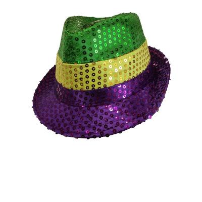 China New product new product carnival character three-color jazz hat performance sequined spangled dancing magic performance hat for sale