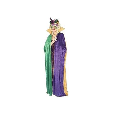 China New Breathable Adult Purple Mardi Gras Three-color Green Gold Cloak Dress Carnival Up Coat Cloak Coat Prom Atmosphere Supplies Costumes for sale