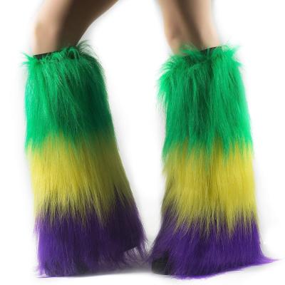 China Mardi Gras Women's Tricolor Monster Stockings Long Hair Leg Cover Plush Carnival Stage Casual Cosplay Costume Leg Sets Leg Warmers for sale