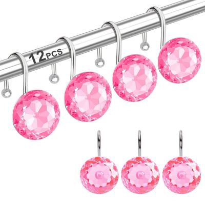 China Modern Manufacturers of shower curtain hooks rings plastic shower curtain hanging hooks with diamonds shower curtain rings hooks for sale