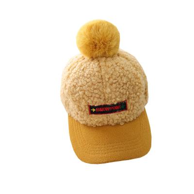 China Solid Color Casual Cute Hat Baseball Cap Winter Child Lambswool Warm Hat for sale