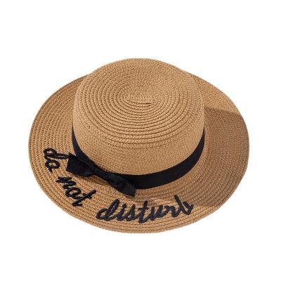 China Embroidery Women Lady Beach Straw Hats Sun Hats Women Custom Striped Summer for sale