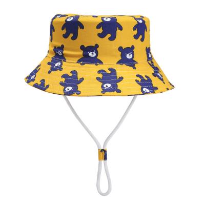 China Outdoor Casual UV Protection Cartoon Printed Breathable Baby Boy Bucket Hats Kids Girls Summer Hat for sale