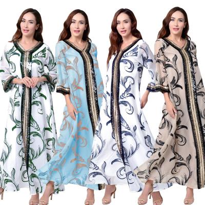 China Breathe Free Abaya Embroidery Dress Dubai Middle East Muslim Women's Clothing Chiffon Fabric Is Long Light And Soft Muslim Dress for sale