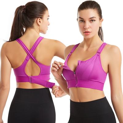 China Amazon Breathable Women Plus Size Gym Sports Bra Top Front Zipper Yoga Bra Fitness for sale