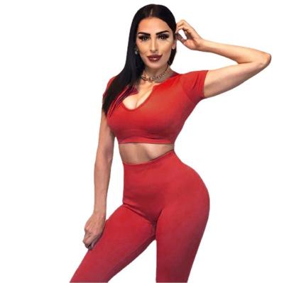 China Breathable Activewear Wholesale Crop Top Yoga Set Women Plain Women Gym Fitness 2 Pieces Sets for sale