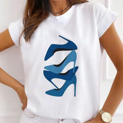 China Wholesale Latest QUICK DRY Ladies Shorts Sheaths High Heels Printed Tops T-Shirts Custom Made for sale