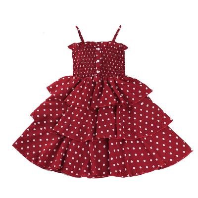 China 2021 Summer Babies Kids Dresses Dot Sling Elegant Female Kids Cake Dress Girls Teens Breathable Clothing for sale