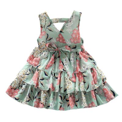 China Breathable Girls Clothes Dress Floral Ruffle Design For 2-7 Years Girls Summer Dresses Kids Clothing Dress For Baby New Arrival for sale