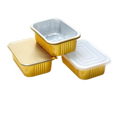 China Hot Food Grade Factory Sale Restaurant Fast Food Aluminum Foil Food Container Rectangular Disposable Tray for sale