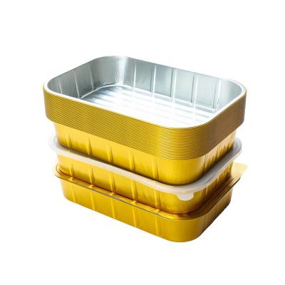 China Food Grade Sell Well Restaurant Rectangular Disposable Aluminum Foil Baking Pan Food Containers Tray With Lids for sale