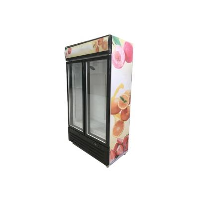 China Single-temperature Low Double Door LC/S-1100 Display Showcase Loud Vertical Glass High Quality Refrigerator Freezer for sale