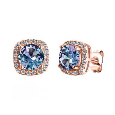 China Destiny Jewelery New Antique Women's Geometric Square Stud Earrings 925 Lead Free Environmentally Friendly Alexandrite Silver Gemstone 2021 Nickel Halo Earrings for sale