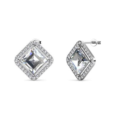 China Hypoallergenic Square Princess Cut Austrian Rhinestone Crystal Stud Earrings Destiny Jewelery Earrings New Sensitive Hypoallergenic Halo Spring Nickel & Lead Free Jewelry for sale