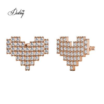 China Austrian Crystal Jewelry Hypoallergenic Mini Love Earrings Premium Nickel Free Lead Free Heart Shape Paved Stud Earrings For Women Destiny Jewelery for sale