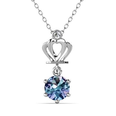 China 2021 New Vintage Women's Jewelry 2021 Silver 925 Silver Jewelry Women's Pendant Necklace Alexandrite Crown Nickel Free Lead Free Environmentally Friendly Gemstone for sale