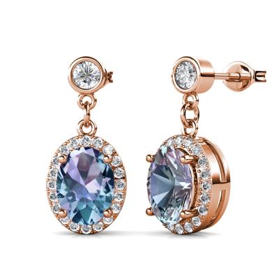 China Lead Free Environmental Friendly S925 Nickel Queen Earrings Silver Vintage Women Jewelry 2021 New Oval Cut Alexandrite Gemstone Dangle Halo Stud Earrings Destiny Jewelery decrease for sale