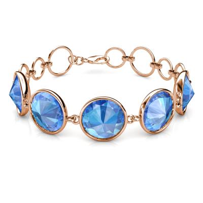 China High Quality Lead and Nickel Free Austrian Jewelry Hypoallergenic Blue Jewelry Bangle Free Crystal Chunky Rhinestone Adjustable Women Bracelet Destiny for sale