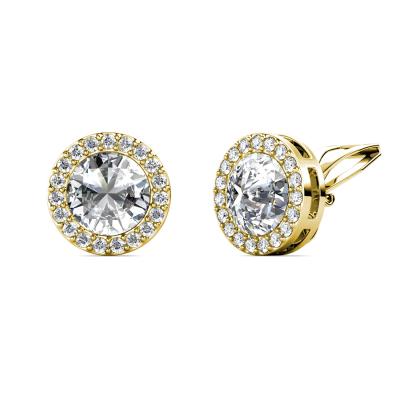 China Premium Austrian Crystal Jewelry Hypoallergenic Vintage Round Halo Sensitive Earrings Rhinestone Nickel Free & Lead Free Clip On Earrings Destiny Jewelery Luxury Series Ladies for sale