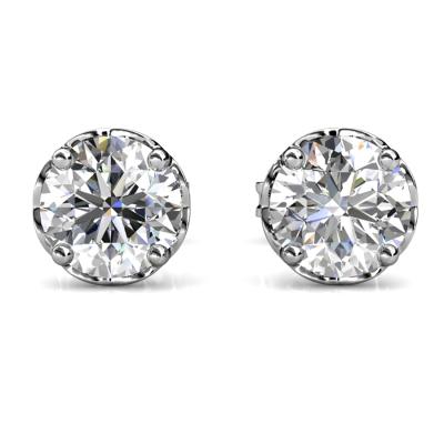 China Environmetal Moissanite Finish Women Handmade High Quality Fine Jewelry Diamond Friendly 18k Gold Plated 925 Sterling Silver High Quality Round Stud Earrings Destiny Jewelery for sale