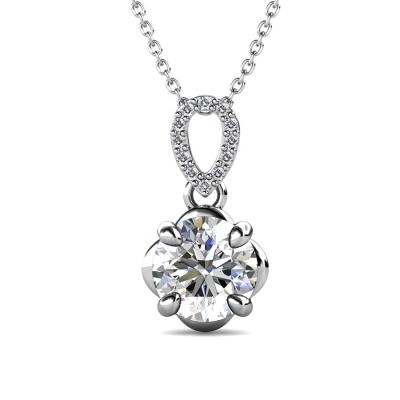 China Handmade High Quality Women Necklace Perfect Finish Moissanite Diamond 925 Sterling Silver 18k White Gold Plated Jewelry Luxury Flower Pendant Necklace Destiny Jewelery for sale