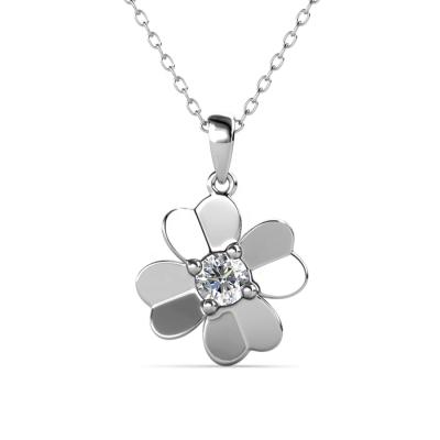 China Perfect White Diamond 925 Sterling Silver 18k Lucky Clover Leaf Pendant Necklace Gold Plated Destiny Jewelery Finishing High Quality Handmade VVS Moissanite Women's Necklace for sale