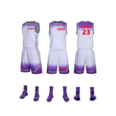 China Antibacterial Custom Wear On Both Side Quick Dry Breathable Basketball Jersey Basketball Uniforms Sets for sale