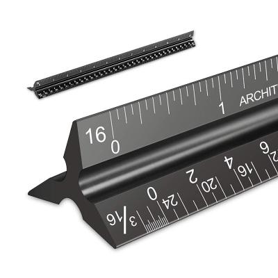 China Easy Metal 12 Inch Architect Scale Ruler With Aluminum Triangular Laser Numbers Steel Ruler for sale