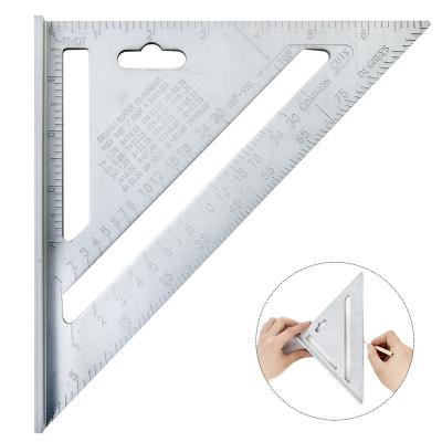 China ALLOY 7in Aluminum Alloy Metric Inch 45 Square 90 Degree Triangle Ruler Woodworking and Carpentry Gear Rafter for sale