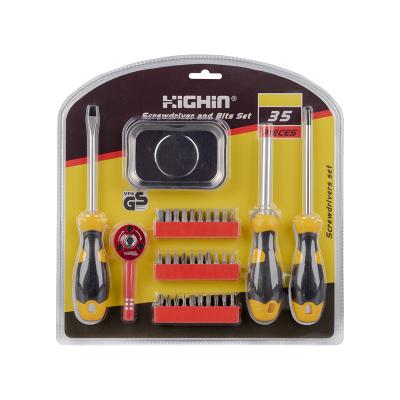 China Household Tool Kit 35 Pieces of Tool Combination Screwdriver Set with Magnetic Ratchet and Screwdriver Bit and Bowl and Magnetic Transmission Handle for sale