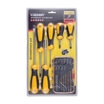 China Tool Kit 7 Piece Screwdriver Tool Kits with Bit Drive Handle and Bit and Drill Box for sale