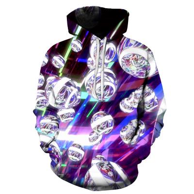 China Anti-wrinkle Men's 3D Hoodie Digital Printing Hedges 3D Geometric Spherical Street Hoodie Personality Masonry Sports Hoodie for sale