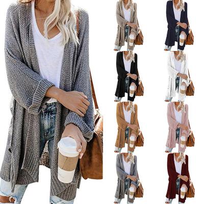 China Anti-wrinkle low price women's fall/winter sweater knitted cardigan long sleeve mid length loose sweater for sale