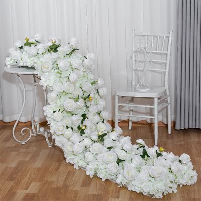 China natural touch 6.6 ft Table Runner Decor Flower Arrangement Office Hotel Arch Wedding Artificial Flowers Rose Vine Hanging Plant Lifelike for sale