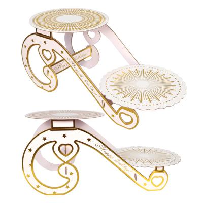 China New extra thick European-style multi-layer bronzed cake stand to wedding dessert table and party cake decorative stand for sale