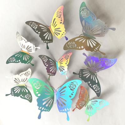 China Shine Color Manufacturers Wholesale Party Background Decoration 3D Butterfly Wedding Wall Stickers Home Stereoscopic Wedding Wall Stickers for sale