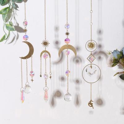 China China manufacturers wholesale moon pendant circle star gold craft christmas home decoration color crystal gardening pendant for sale