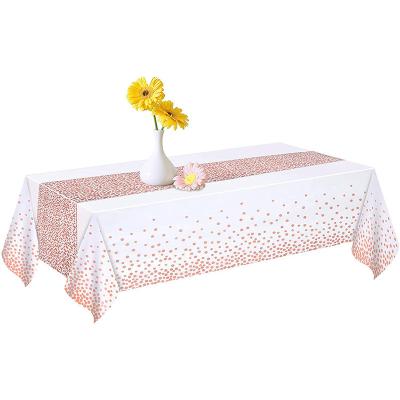 China Simple and easy birthday disposable waterproof wedding party dot wave star wave tablecloth Amazon PEVA disposable plastic tablecloth for sale