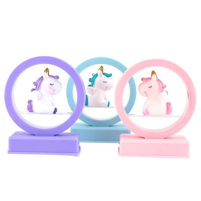 China 2022 new fashion cute heart girl home bedroom decoration creative plastic unicorn dream lamp supply items for sale