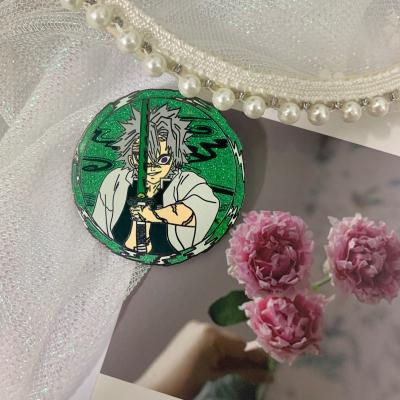 China Custom Manufacturer Demon Slayer Wholesale From Europe No Min Flicker Metal Printing Anime Hard Enamel Pin for sale