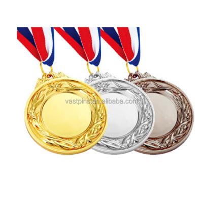 China Europe High Quality Custom 3D Gold Plated Sports Metal Medal Medallion With Ribbon for sale