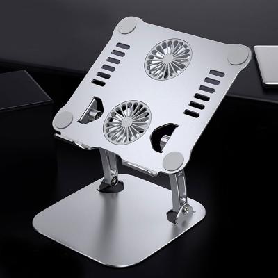 China Tablet Bracket Laptop Fan Aluminum Alloy Cooler Foldable Quiet Powerful Laptop Cooling Pad for sale