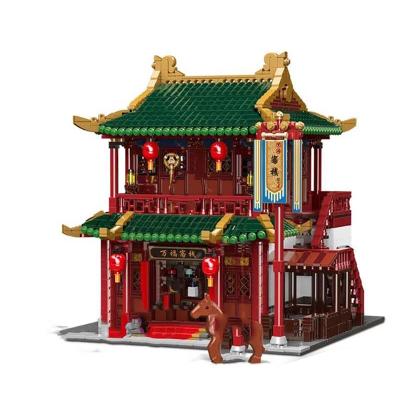 China DIY Brick Xingbao 01022 Chinatown Building View The Wanfu Hostel Set Building Block Room Collection Toy Gift For Kids Birthday Gift for sale