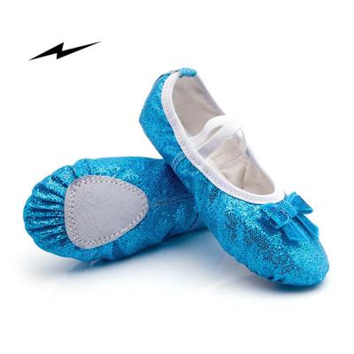 China Baby Dance Girls Princess Shoes Blue Dance Shoes Professional Good Quality Dancer Practice Shoes Children's Soft Bottom Ballet Shoes for sale