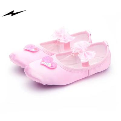 China Good Quality Professional Dancer Shoes Pink New Dance Sequins Girls Dance Ballet Shoes Children's Exercise Satin Soft Bottom Cat Shoes for sale