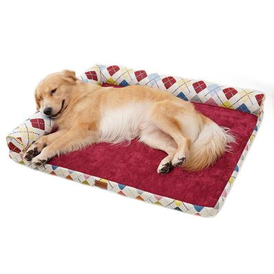 China Sustainable Hot Selling Luxury Dog Square Sofa Pet Bed Cheap Comfortable Various Design for sale